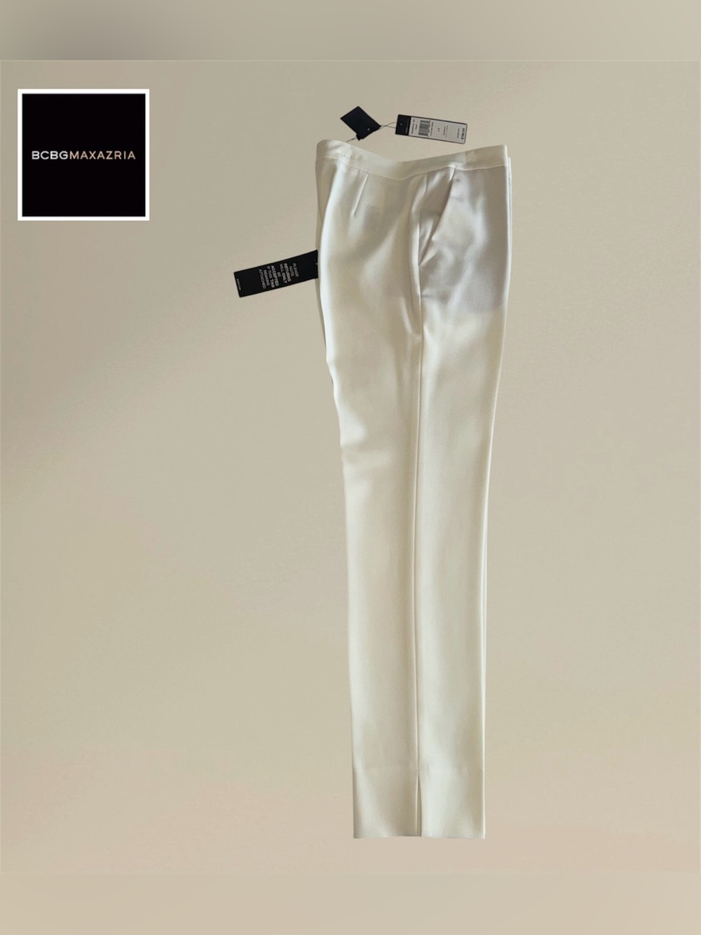🛍️SALE🛍️ BCBGMaxAzria TARIK Off-White Tailored Straight Pants Trousers - Picture 6 of 14